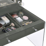 Afshan 3-Drawer Vanity Set with Lighting, Grey High Gloss