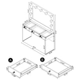 Afshan 3-Drawer Vanity Set with Lighting, Grey High Gloss