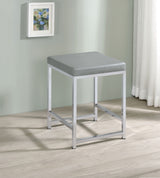 Umbridge Grey Leatherette Square Vanity Stool, Chrome Frame