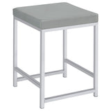 Umbridge Grey Leatherette Square Vanity Stool, Chrome Frame