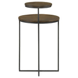 Yael Round Mango Wood Accent Side Table, Natural and Gunmetal