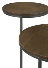 Yael Round Mango Wood Accent Side Table, Natural and Gunmetal