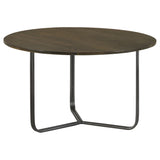 Yaritza Round Mango Wood Coffee Table, Natural and Gunmetal