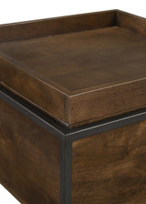 Ondrej Square Accent Side Table with Removable Tray, Dark Brown