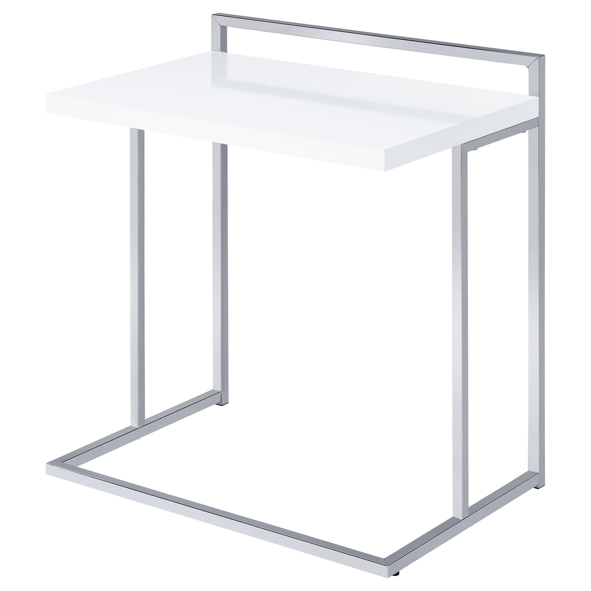 Dani C-Shaped Sofa Side Table in White High Gloss