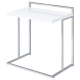 Dani C-Shaped Sofa Side Table in White High Gloss