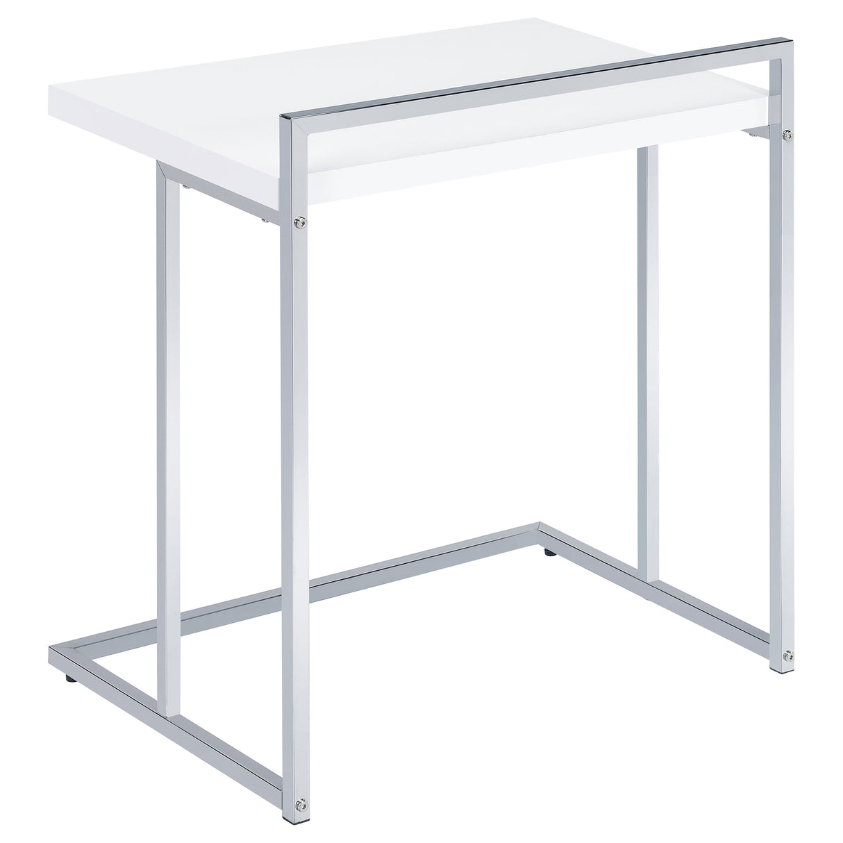 Dani C-Shaped Sofa Side Table in White High Gloss