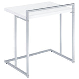 Dani C-Shaped Sofa Side Table in White High Gloss