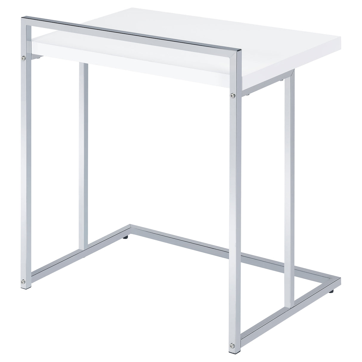 Dani C-Shaped Sofa Side Table in White High Gloss