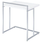 Dani C-Shaped Sofa Side Table in White High Gloss
