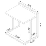 Dani C-Shaped Sofa Side Table in White High Gloss