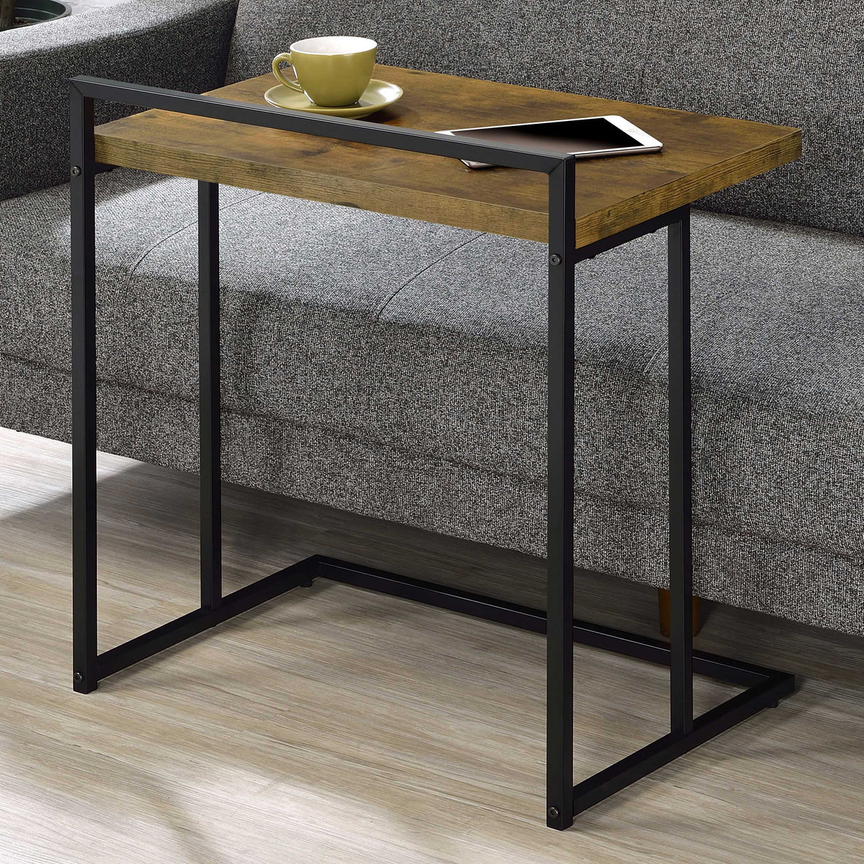 Dani C-Shaped Sofa Side Table in Rustic Nutmeg