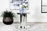 Dorielle Round Mirrored Acrylic Crystal Side Table, Silver
