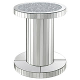 Dorielle Round Mirrored Acrylic Crystal Side Table, Silver