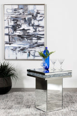Elora Square Mirrored Accent Side Table in Silver