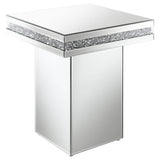 Elora Square Mirrored Accent Side Table in Silver