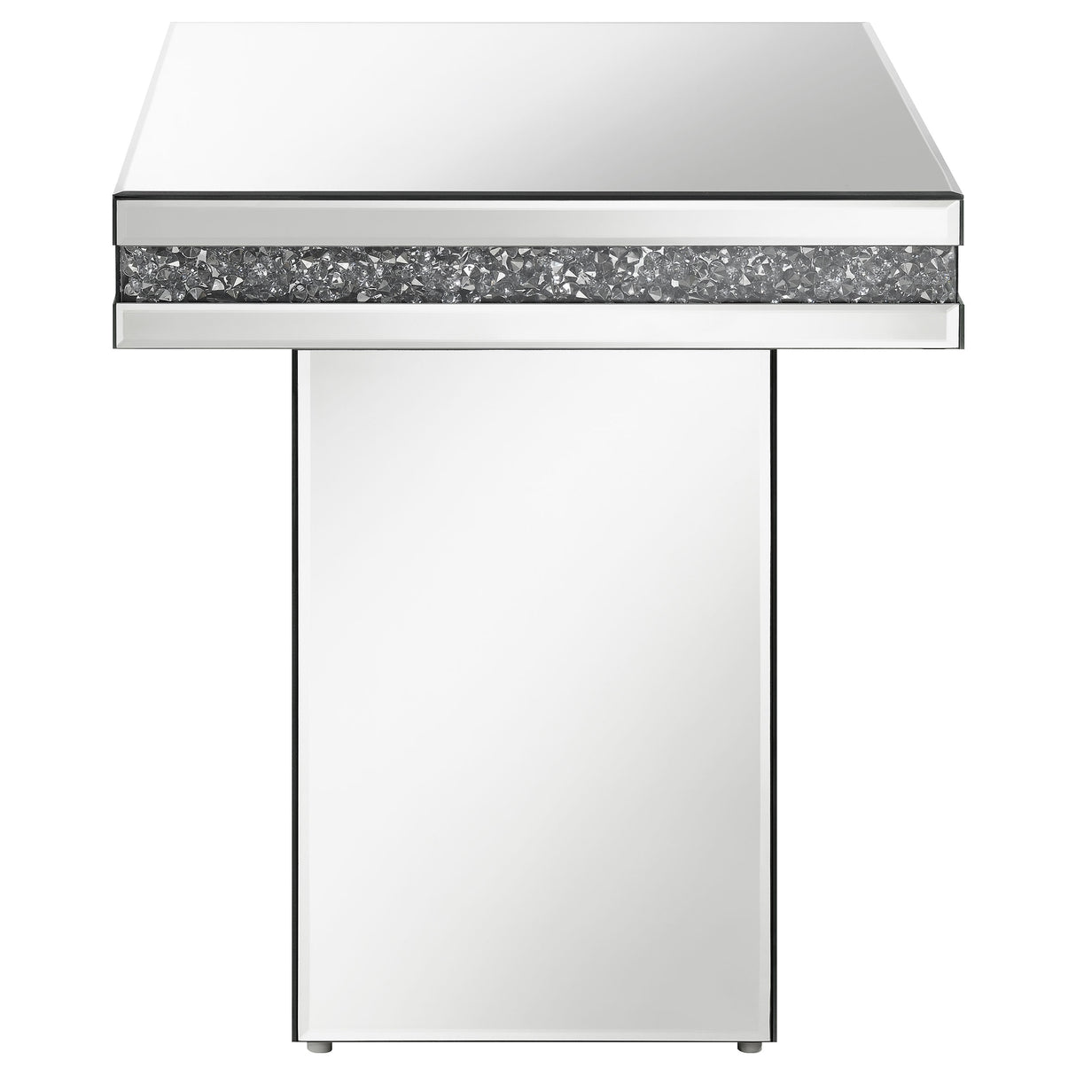 Elora Square Mirrored Accent Side Table in Silver