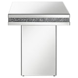 Elora Square Mirrored Accent Side Table in Silver