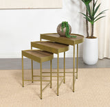 Tristen 3-Piece Demilune Nesting Tables, Brown and Gold