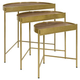 Tristen 3-Piece Demilune Nesting Tables, Brown and Gold