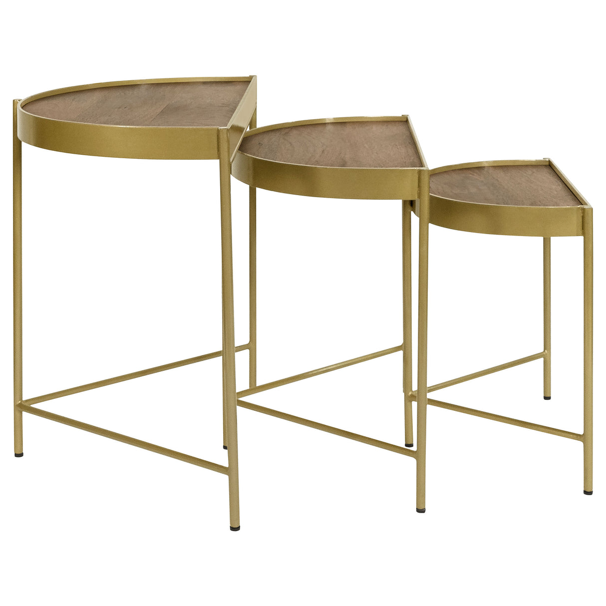 Tristen 3-Piece Demilune Nesting Tables, Brown and Gold