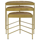 Tristen 3-Piece Demilune Nesting Tables, Brown and Gold