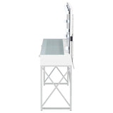 Eliza White & Chrome Vanity Set with Lighted Mirror and Stool