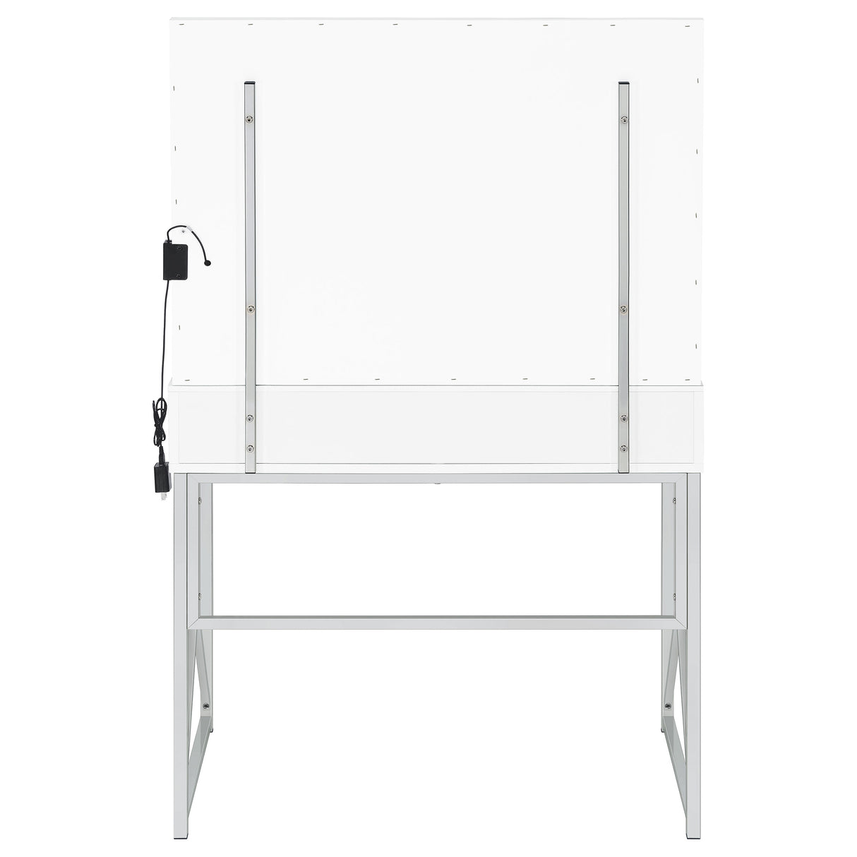 Eliza White & Chrome Vanity Set with Lighted Mirror and Stool