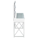 Eliza White & Chrome Vanity Set with Lighted Mirror and Stool