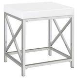 Eliza White & Chrome Vanity Set with Lighted Mirror and Stool