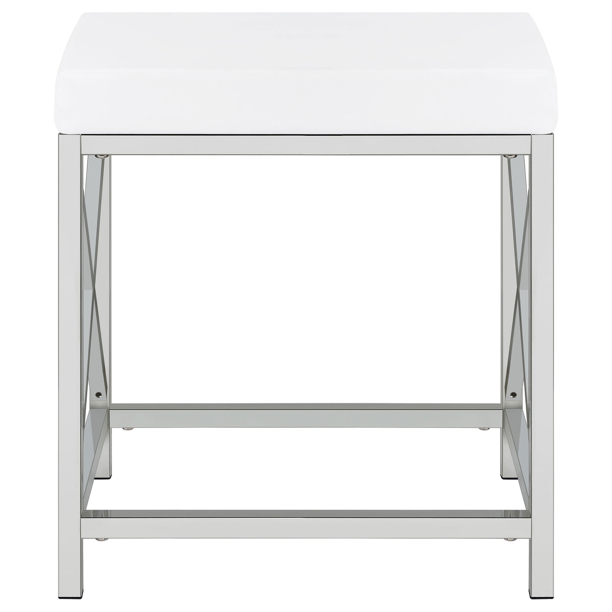 Eliza White & Chrome Vanity Set with Lighted Mirror and Stool
