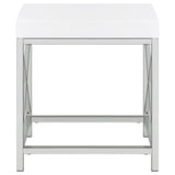 Eliza White & Chrome Vanity Set with Lighted Mirror and Stool