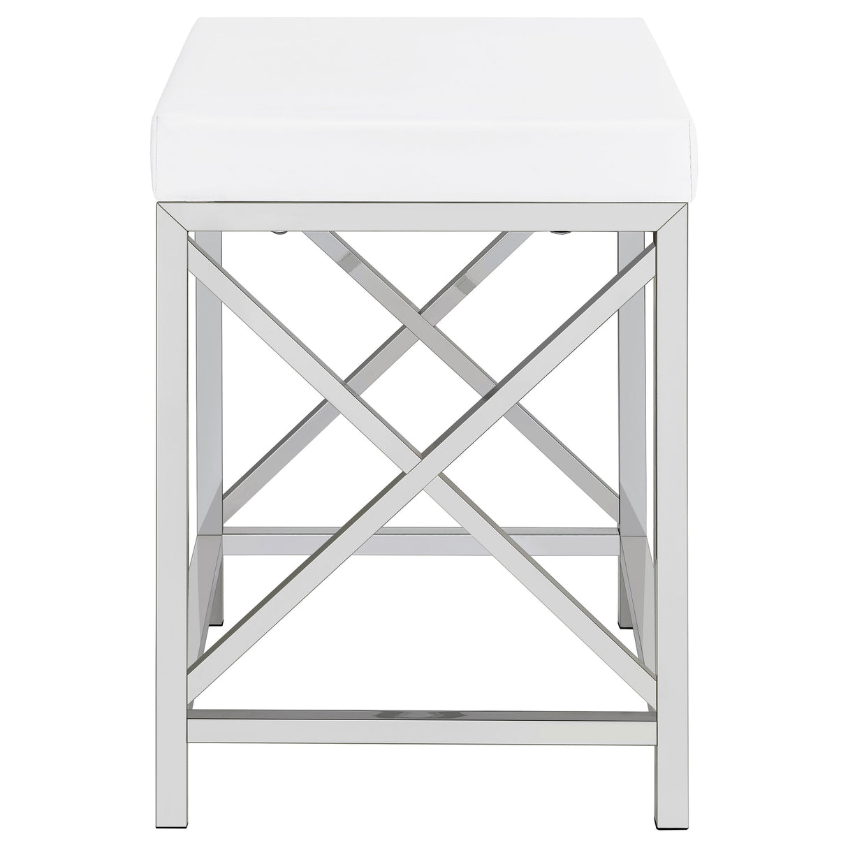Eliza White & Chrome Vanity Set with Lighted Mirror and Stool