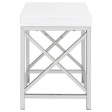 Eliza White & Chrome Vanity Set with Lighted Mirror and Stool