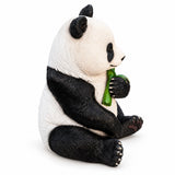 Panda Garden Statue, Sitting Animal Sculpture With Bamboo For Patio - Black White