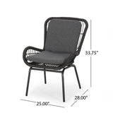 Outdoor Wicker Club Chair With Cushions (Set of 2)