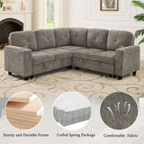 5 Seat Reversible L - Shaped Sleeper Sofa, Pull Out Convertible Sectional Couch With Storage, USB C - Charger, Cup Holders Modular Sofa Bed - Gray