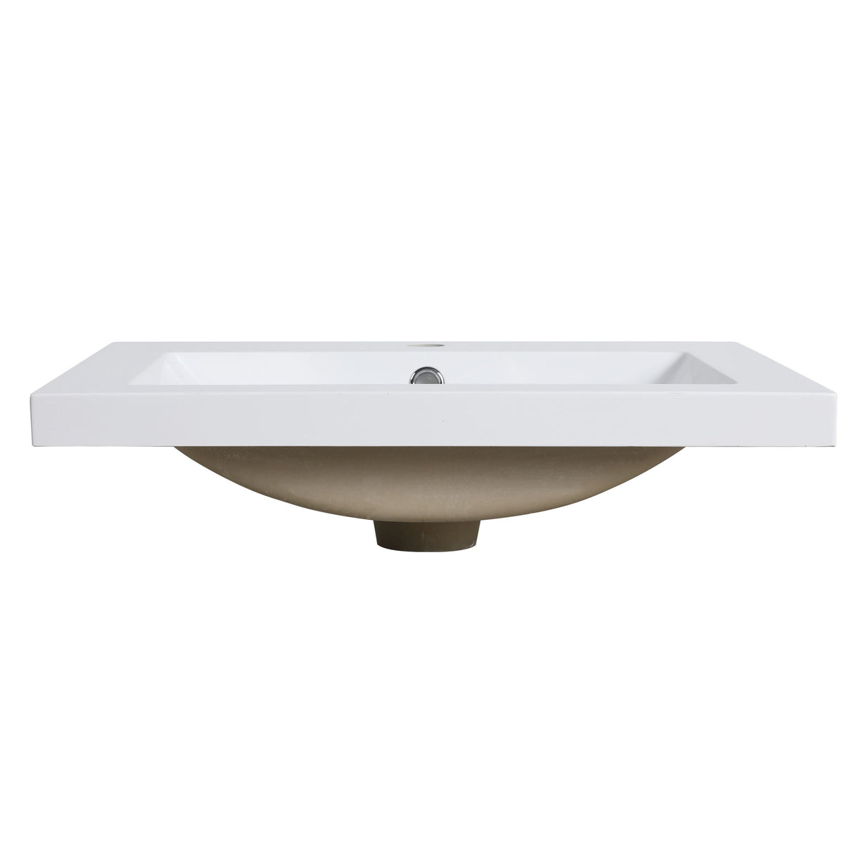 Bathroom Vanity Top With Integrated Sink, Center Basin, 1 Piece Countertop With Pre Drilled Faucet Hole - Glossy White