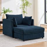 Oversized Deep Seat Accent Chair With Matching Storage Ottoman & Throw Pillows