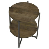 Accent Table With X-Frame And Bottom Shelf - Brown