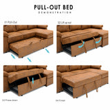 Convertible Sectional Sofa Bed With Pull Out Sleeper And Storage