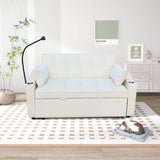 Modern Velvet Loveseat Futon Sofa With Pullout Bed, Adjustable Reclining Backrest, Toss Pillows