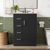 Bathroom Vanity With Integrated Sink, Rectangular Cabinet With 1 Door And 3 Drawers