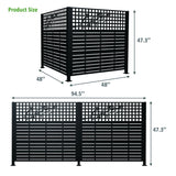 2 Panels Privacy Screen, Outdoor Privacy Panels, Trash Can Enclosure, Air Conditioner Fence - Black