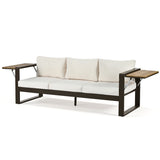 Large 4-Piece Aluminum Frame Outdoor Patio Furniture Set Beige Cushions