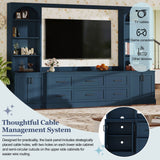 Arched Entertainment Center Wall Unit With 6 Drawers, Large TV Stand With Bookshelves