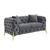 Loveseat With Diamond Button Tufting, Matching Throw Pillows