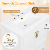 Elegant Fluted Bathroom Vanity With Sink, Soft Close Doors & Drawer