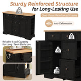 Sideboard Buffet Cabinet With 5 Drawers, 2 Cabinets, Adjustable Shelves