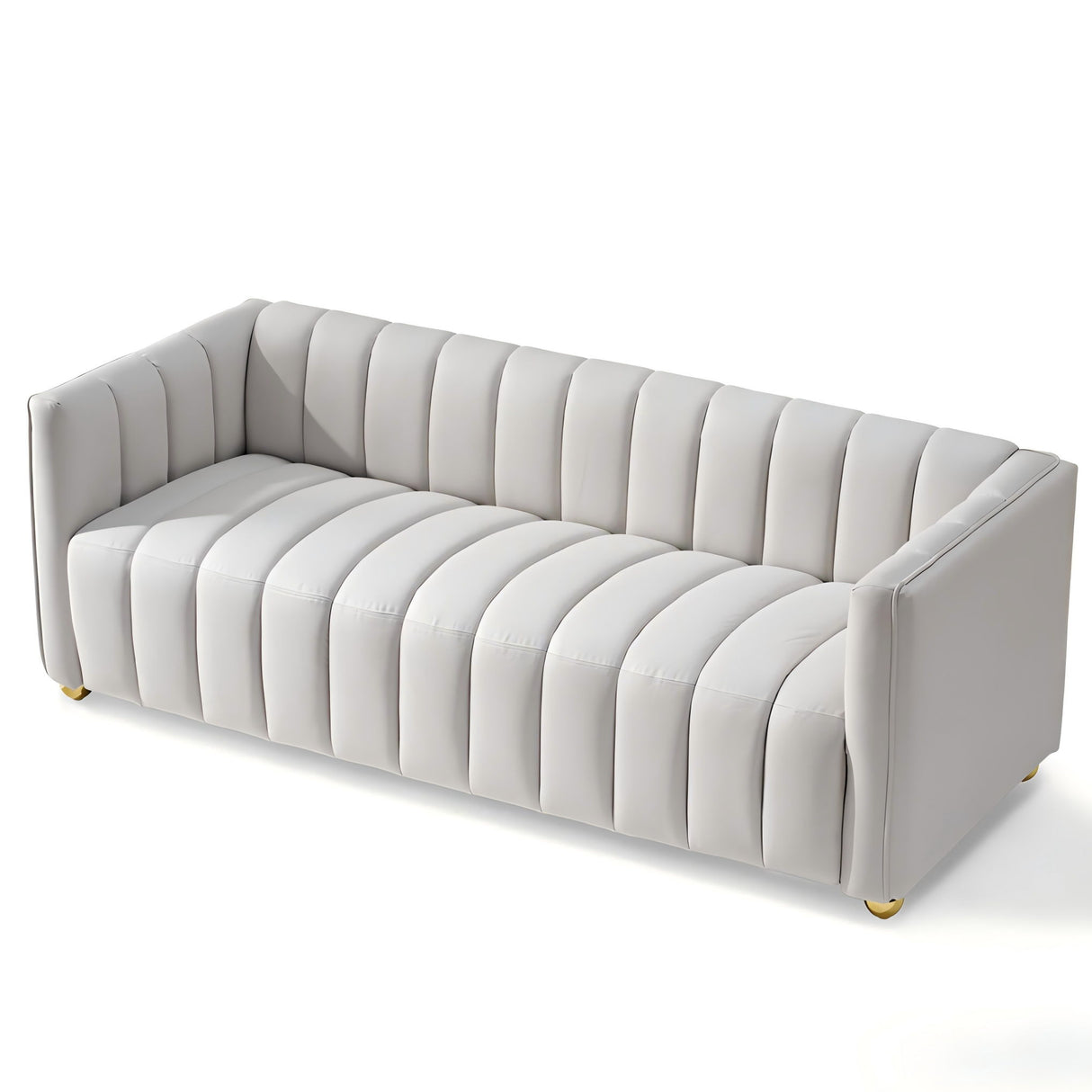 Vertical Channel Tuft Sofa For Apartment Lounge - Ivory